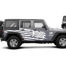 Distressed US Flag Side Vinyl Sticker Decal for Jeep Wrangler Unlimited JK  2