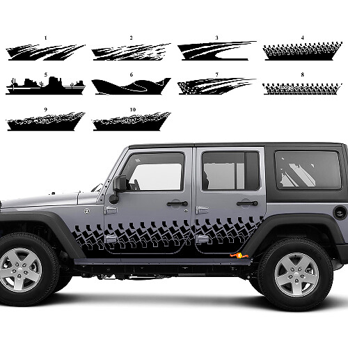 Custom Splash Side Doors Graphics Vinyl Decal Kit for Jeep Wrangler JK