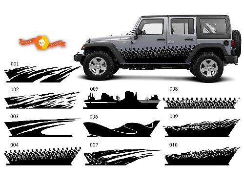 Splash Side Rocker Door Graphics Vinyl Decal Sticker for Jeep Wrangler JK 4 Door