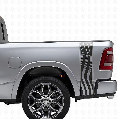 USA Flag Bed Side Stripes Vinyl Decal Set for Musclecar truck