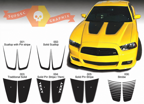TEXT Scallop Stripe Accents Hood Vinyl Decal Sticker for Dodge Charger 2011-2014