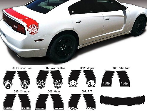 Bee Band Rear Side Vinyl Decal Kit for Dodge Charger 2011-2014