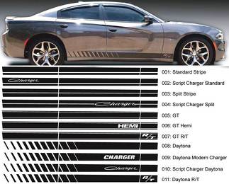 Dodge Charger Script Rocker Stripe side Band Decal Sticker Hemi Daytona RT GT Mopar graphics fits to models 2006-2020