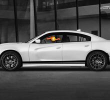 Daytona GT Style CUSTOM TEXT T/X Script Stripe Set Side Rocker Panel Vinyl Decal Sticker for Dodge Charger 2006-2020_2