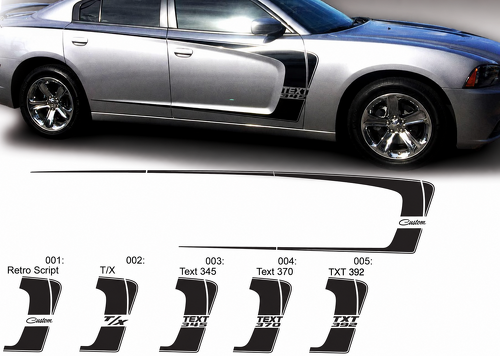 Custom C Stripe 370 Graphics Pair Side Vinyl Decal Sticker for Dodge Charger 2011-2014