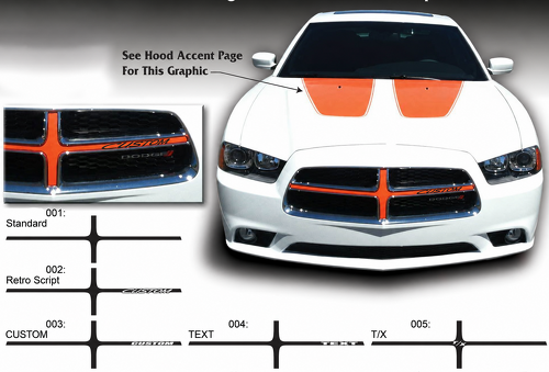 CUSTOM TEXT T/X Grille Crosshair Options Full Kit Vinyl Decal Sticker for Dodge Charger 2011-2014