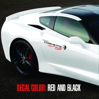 Corvette Racing 1 pair logo Vinyl Graphic Decals C3 C4 C5 C6 C7 ZO6 ZR1 Black and Red