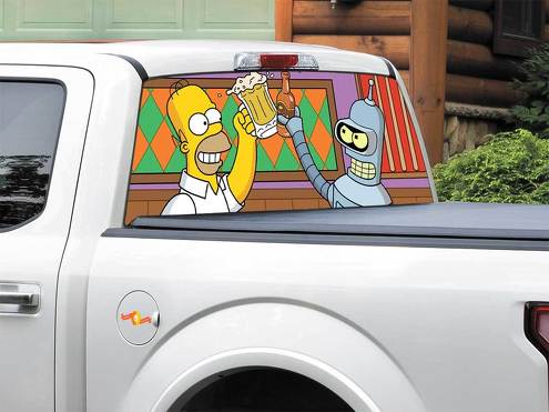 Bender Futurama Homer Simpson-TV shows  Rear Window Decal Sticker Pick-up Truck SUV Car any size 
