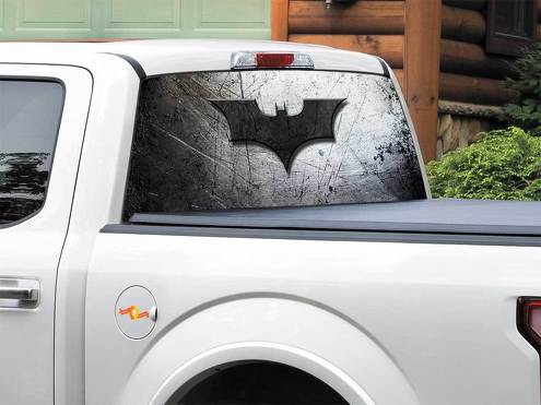 Batman logo on metal plate DC comics Rear Window Decal Sticker Pick-up Truck SUV Car any size