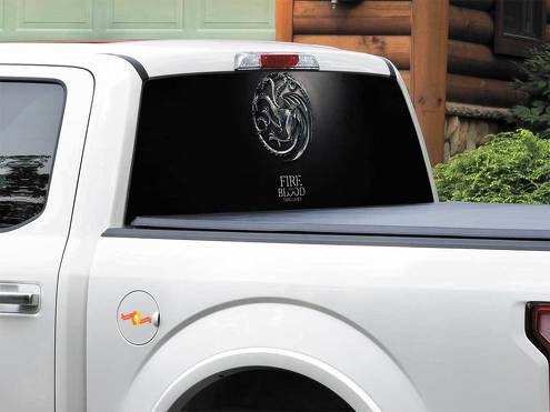 Fire and Blood Game Of Thrones House Targaryen Rear Window Decal Sticker Pick-up Truck SUV Car any size