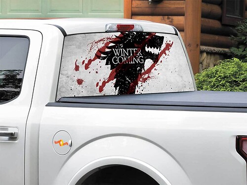 Winter is coming House Stark TV Show Game Of Thrones Rear Window Decal Sticker Pick-up Truck SUV Car any size