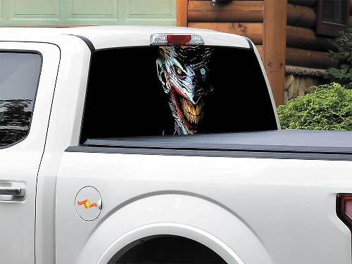 Creepy Comic Villain Face Rear Window Vinyl Decal for Pickup Truck SUV