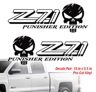 2 Chevy Z71 Punisher 4X4 Geländewagen Silverado Chevrolet Decals Pair Decal