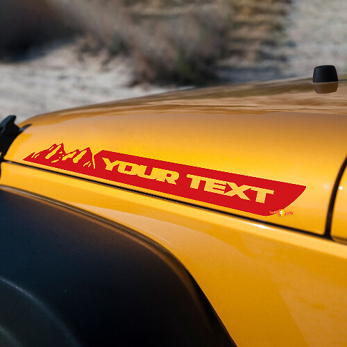 Custom Text Mountains Hood Side Stripe Sticker Decal Vinyl Graphic for Jeep Wrangler Renegade JK Fender 1