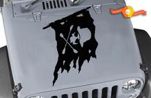 Jeep Hood Jolly Roger Skull Pirate Flag Vinyl Sticker Decal  2