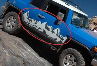 Toyota FJ Cruiser OFF ROAD 4X4 bed side Mountains Graphic decals stickers