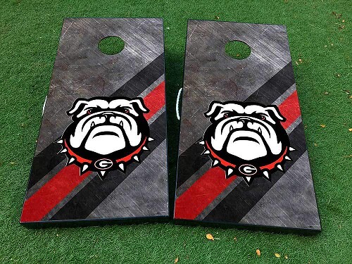 Bulldog Football Cornhole Board Vinyl Decal Wrap Set 