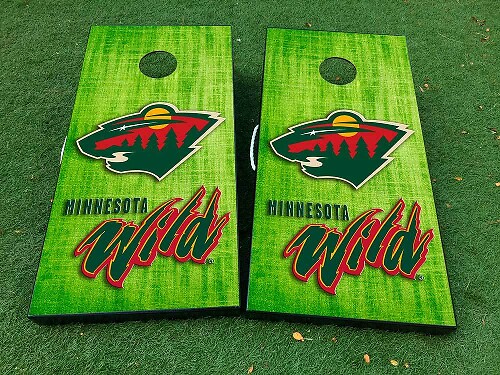 Minnesota Wild Hockey Cornhole Board Vinyl Wrap Decal Set