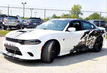 Hellcat Grunge Style Full Stripe Vinyl Decal Kit for Dodge Challenger & Charger_3