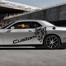 Custom Cat Head Two Color Pair Side Vinyl Decal Sticker for Dodge Challenger_2