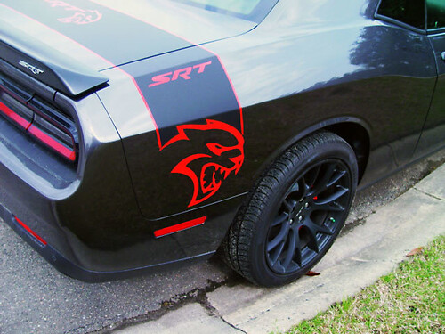 thumbnail image 2 of Hood Graphic Decal Stripe For 2015-2017 Dodge Challenger Hellcat – 3M Film 2 of 5