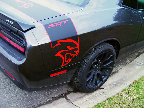 Hellcat Style Trunk Side Stripes Vinyl Decal for Dodge Challenger