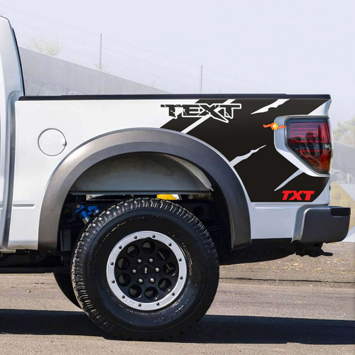 TEXT TXT Distressed Bedside Vinyl Decal Kit for Musclecar truck SVT 2010-14