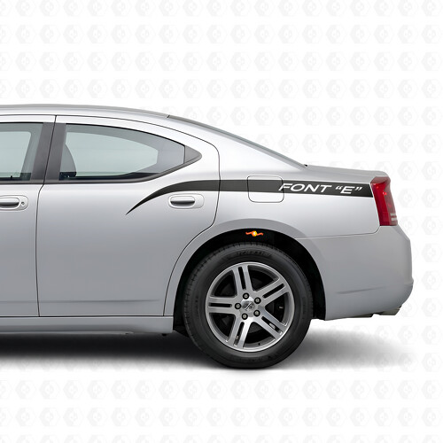 Curved Stripes with Custom Text Side Vinyl Decal Sticker for Dodge Charger 2006-2010