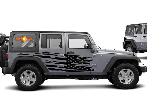 Distressed USA Flag Side Vinyl Decal Sticker for Jeep Wrangler