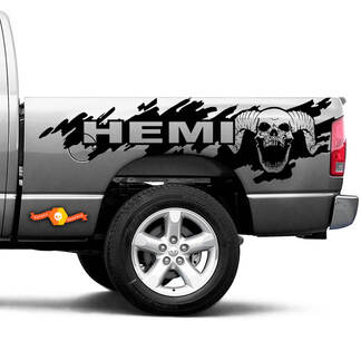 HEMI Dodge Ram Splash Grunge Skull Left Right Logo Vinyl Sticker Decal Graphic