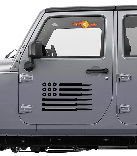 USA Flag Bullet Style Side Vinyl Decal Set for Jeep Wrangler
