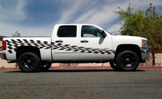 Race Checkered Stripes Graphic Decal Sticker Van Truck Vehicle SUV