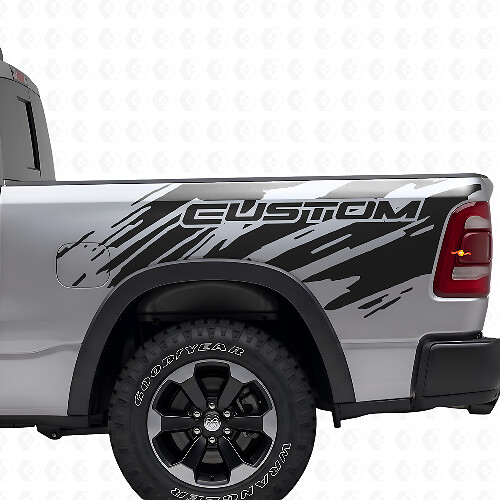 Splash Grunge Style Bed Side Vinyl Decal Kit for Dodge Ram 