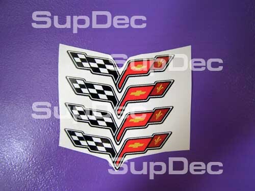 Corvette Flag Wheel Cap Vinyl Decal Set for Chevy Corvette C5 C6 Z06 