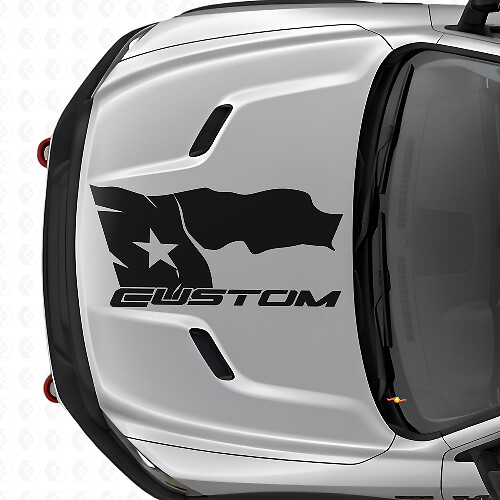 Distressed Texas Flag with Lettering Hood Vinyl Decal for Dodge Ram 2015-17