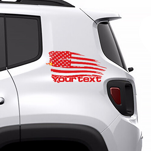 Distressed American Flag Rear Side Vinyl Decal Sticker Graphic for Jeep Renegade