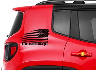 Jeep Renegade Distressed American Flag Graphic Vinyl Decal Sticker Side Chrome