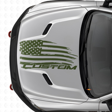 Distressed American Flag & Lettering Hood Vinyl Decal for Dodge Ram _3