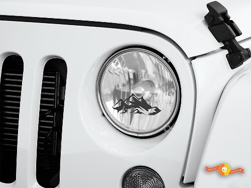 Mountains Headlight Vinyl Decal Set for Jeep Wrangler JK JKU TJ