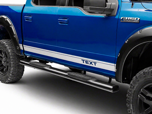 TEXT Silver Pinstriped Stripes Rocker Panel Vinyl Decal Sticker for Ford F-150