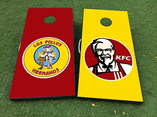 Los Pollos Hermanos and Colonel Style Cornhole Board Decal Wrap Set