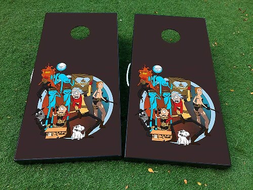 Rick and Morty Inspired Cornhole Board Vinyl Wrap Decal Set
