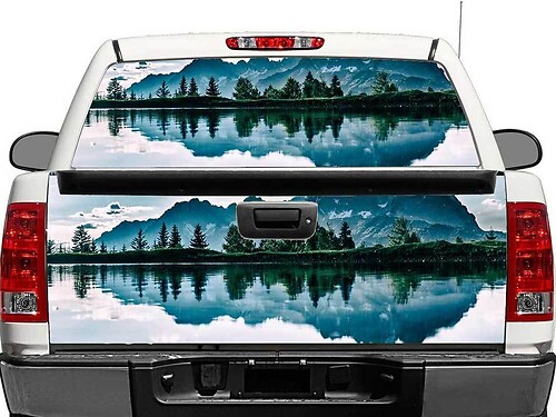 Mountains Lake Landscape Rear Window or Tailgate Vinyl Decal for Trucks 