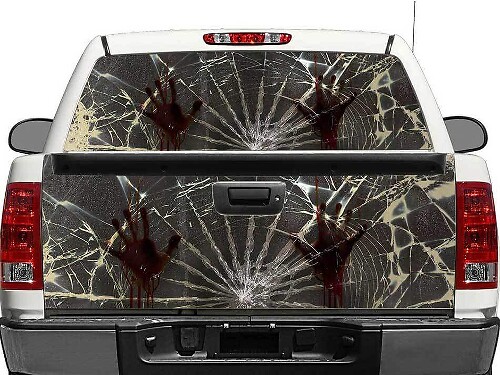 Zombie Hands Broken Glass Rear Window or Tailgate Decal for Trucks SUVs