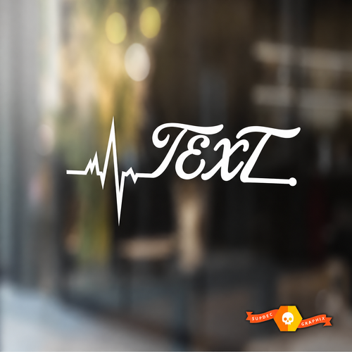 Custom Text Heartbeat Window Vinyl Graphic Decal Sticker