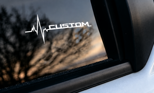 CUSTOM Heartbeat Line Pair Side Window Vinyl Decal Sticker