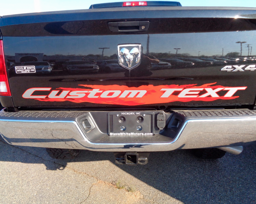 Custom TEXT Flame Lettering Tailgate Vinyl Decal Sticker for RAM 2500 2014-2016