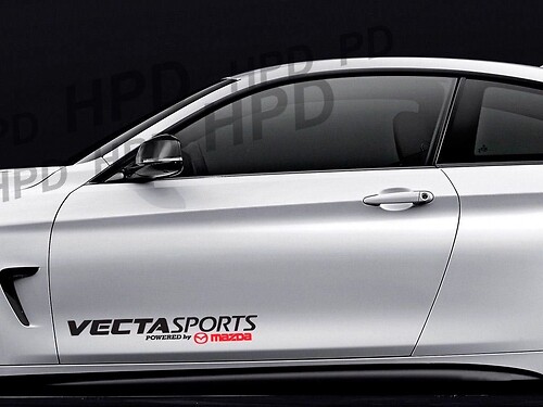 Vecta Sports Powered by Mazda Side Door Vinyl Decal Sticker for Mazda RX-8
