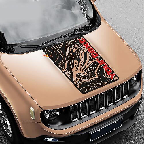 Topographic Map Hood Vinyl Decal Sticker for Jeep Renegade