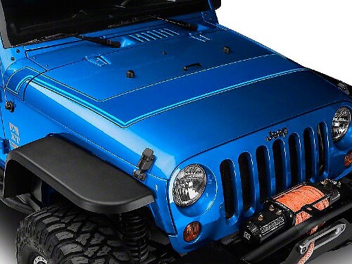 Retro Style Blue Pinstriped Hood Stripes Vinyl Decal for Jeep Wrangler JK